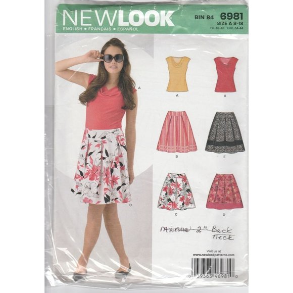 New Look 6981 Skirt Top Sewing Patterns Size 8 to 18 cut uncut - Picture 1 of 4